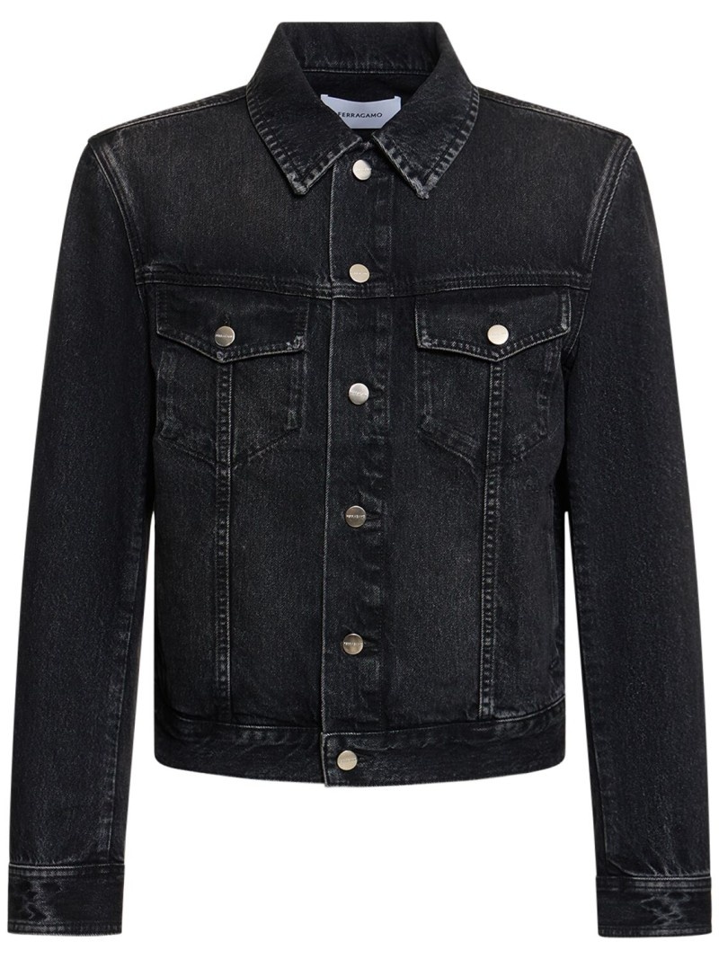 Stonewashed cotton denim jacket - 1