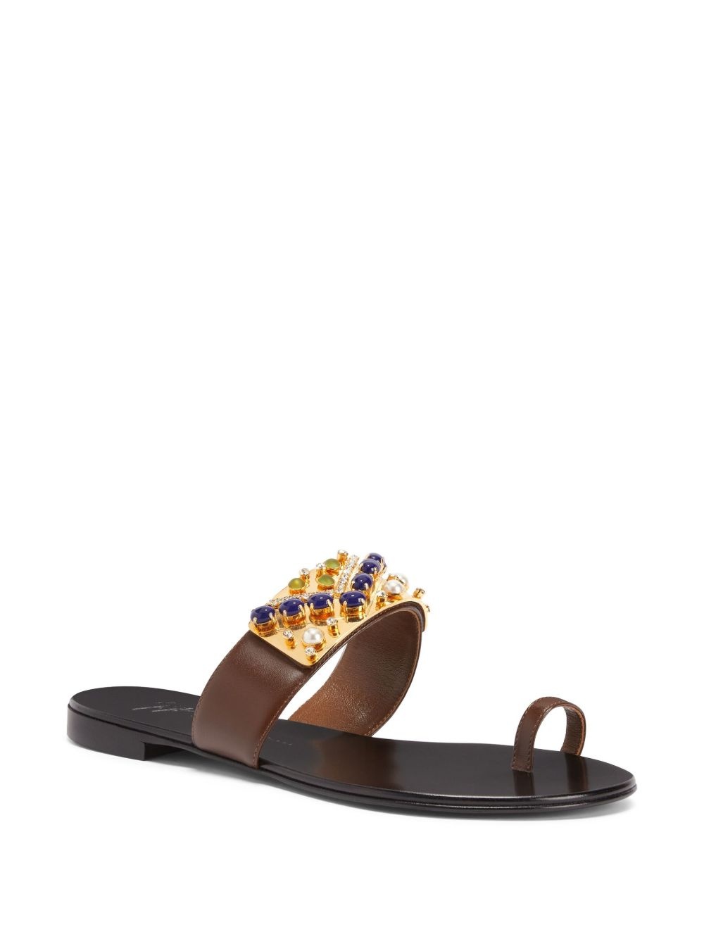 rhinestone-embellished flat sandals - 2