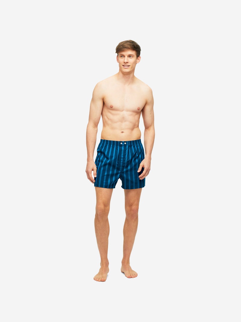 Men's Classic Fit Boxers Royal 218 Cotton Satin Navy - 4