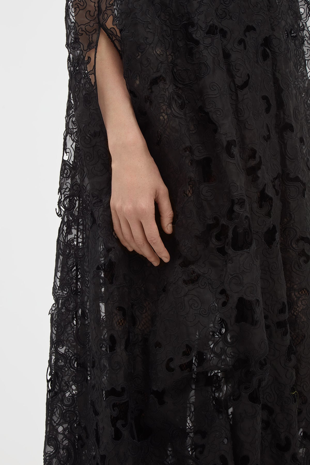 Tarah Cape in Black Silk Organza Lace - 7