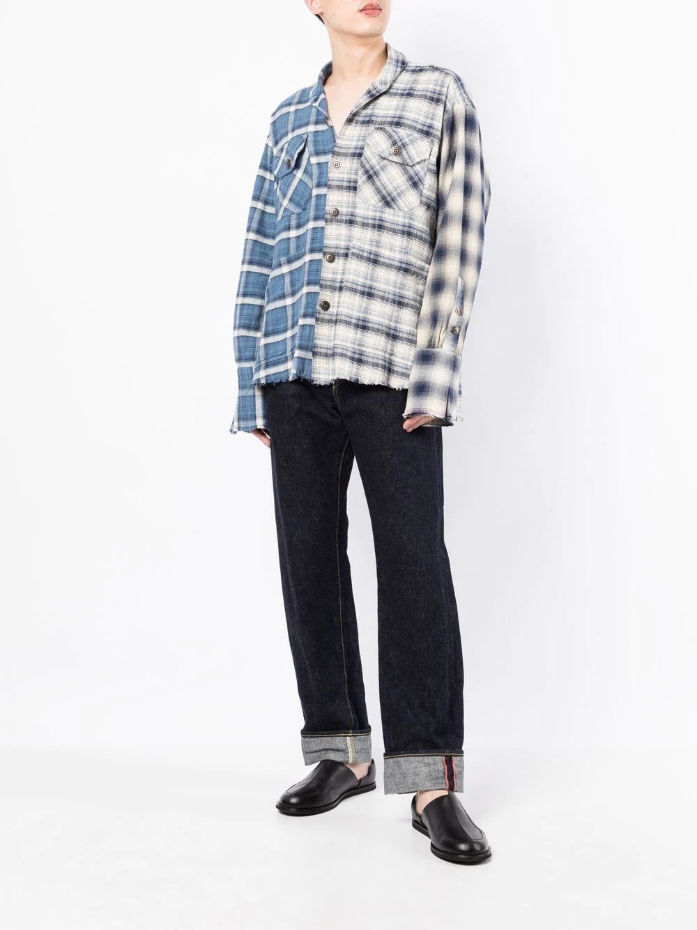 two-tone checked shirt - 2