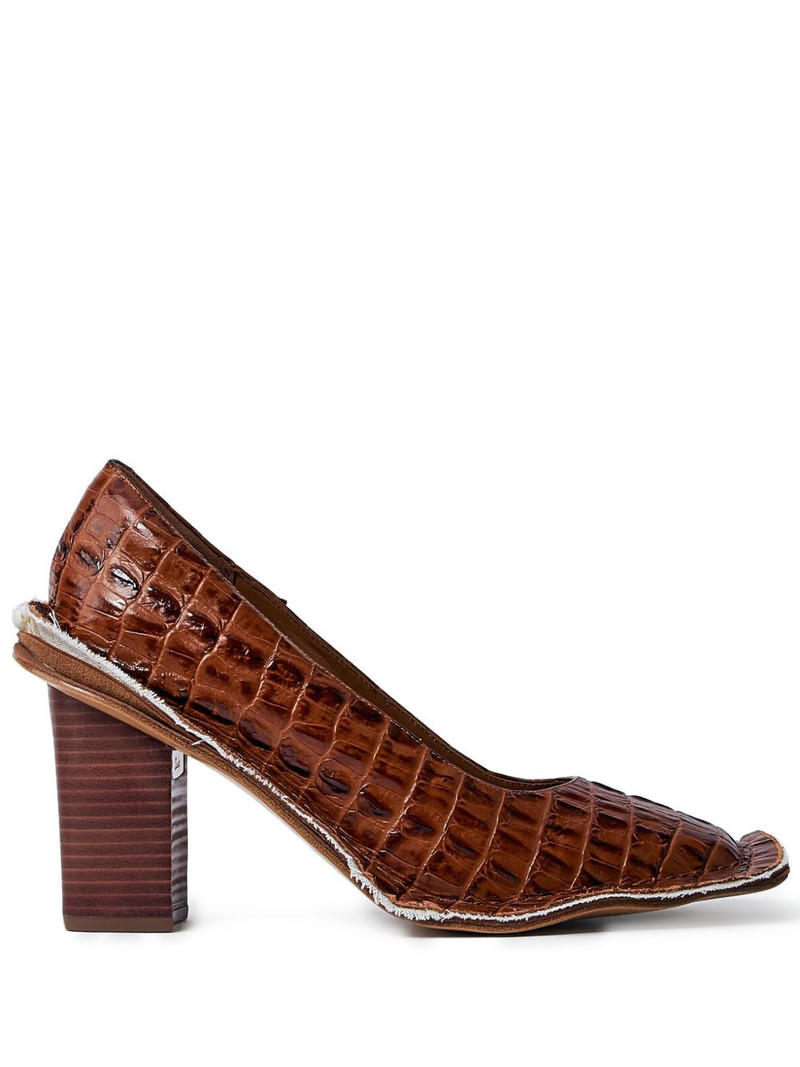65mm crocodile-embossed block-heel pumps 1