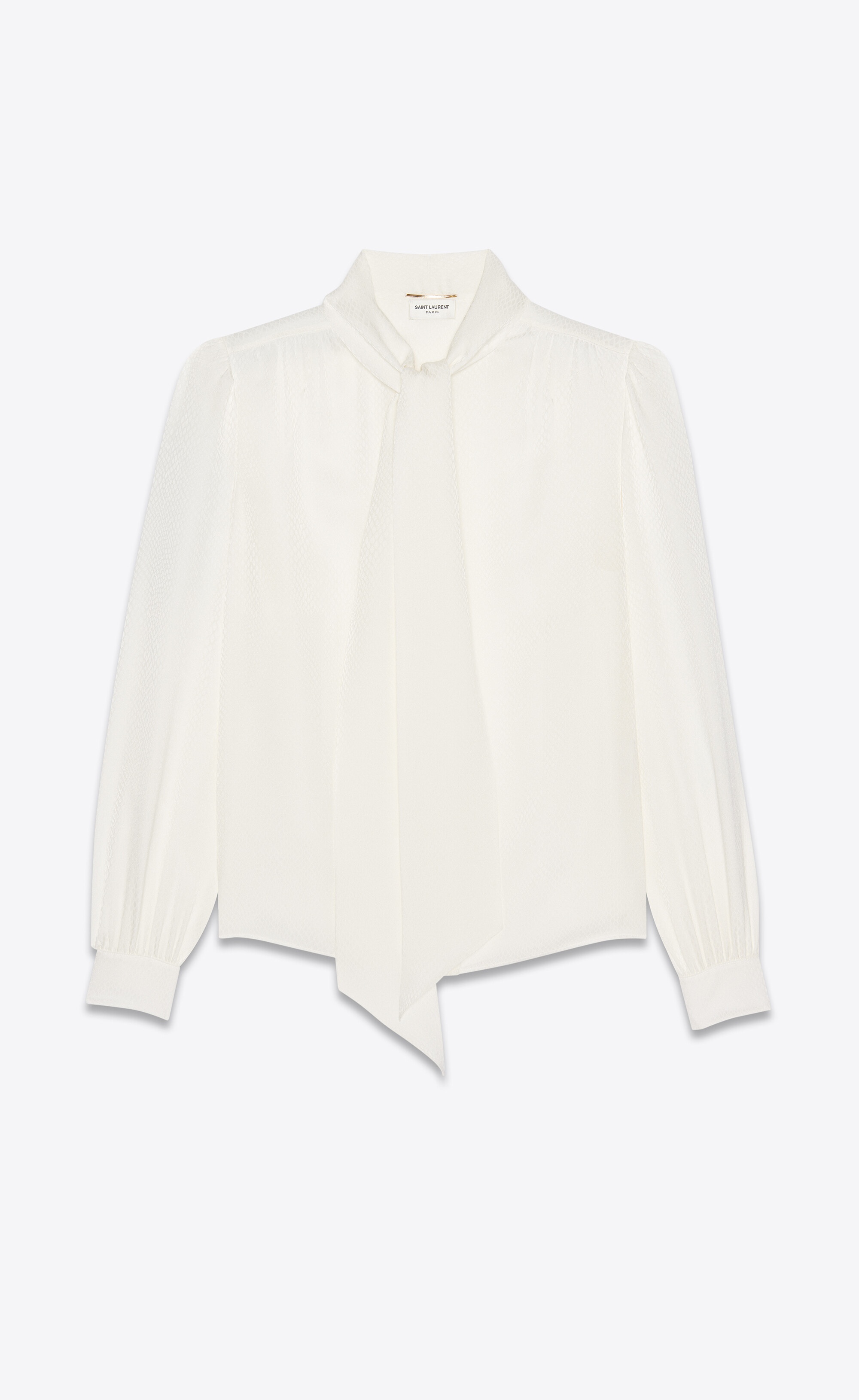 lavallière-neck blouse in matte and shiny animal-print silk - 4