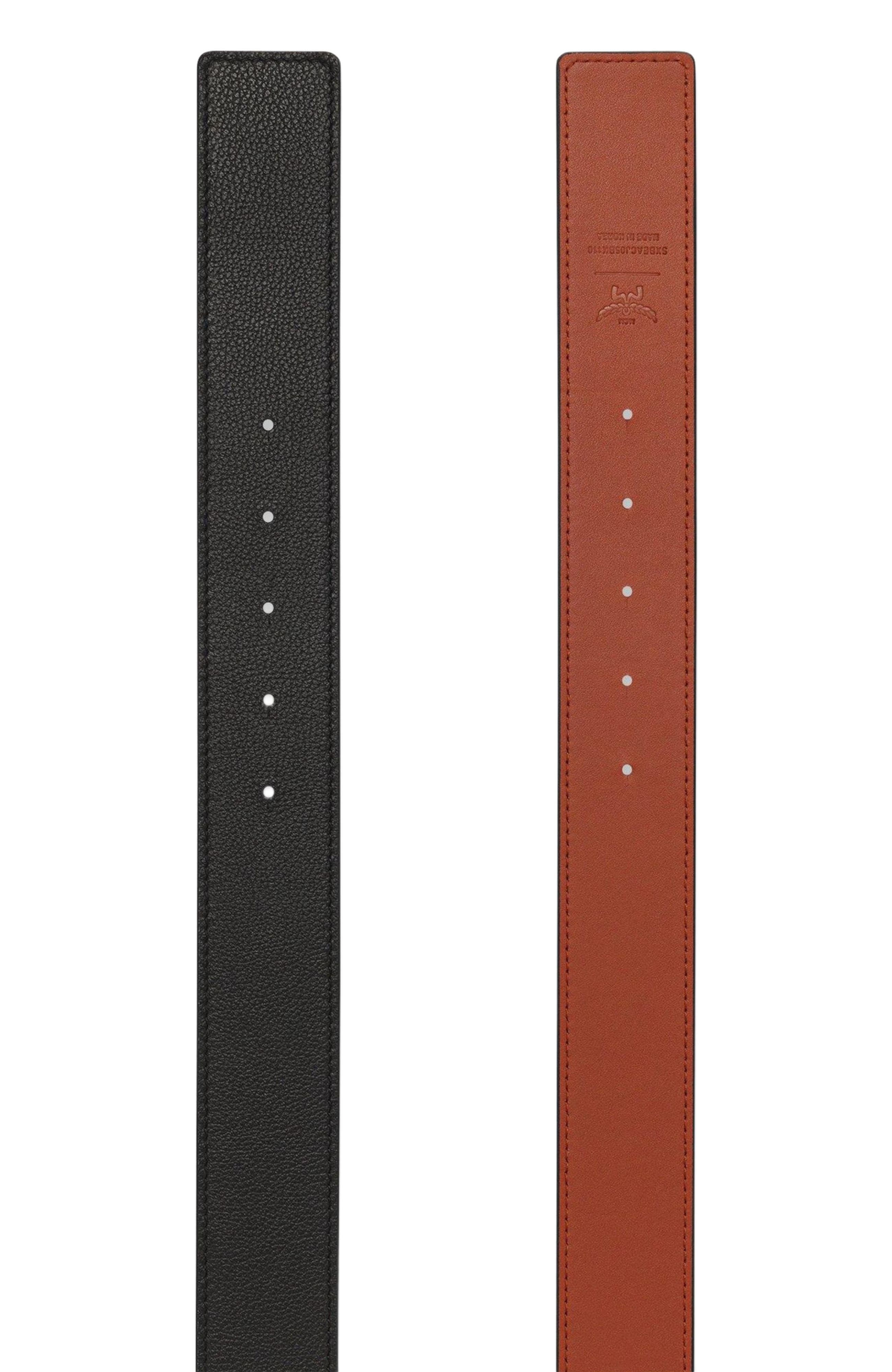 MCM Claus Fluted Reversible Belt in Black at Nordstrom - 3