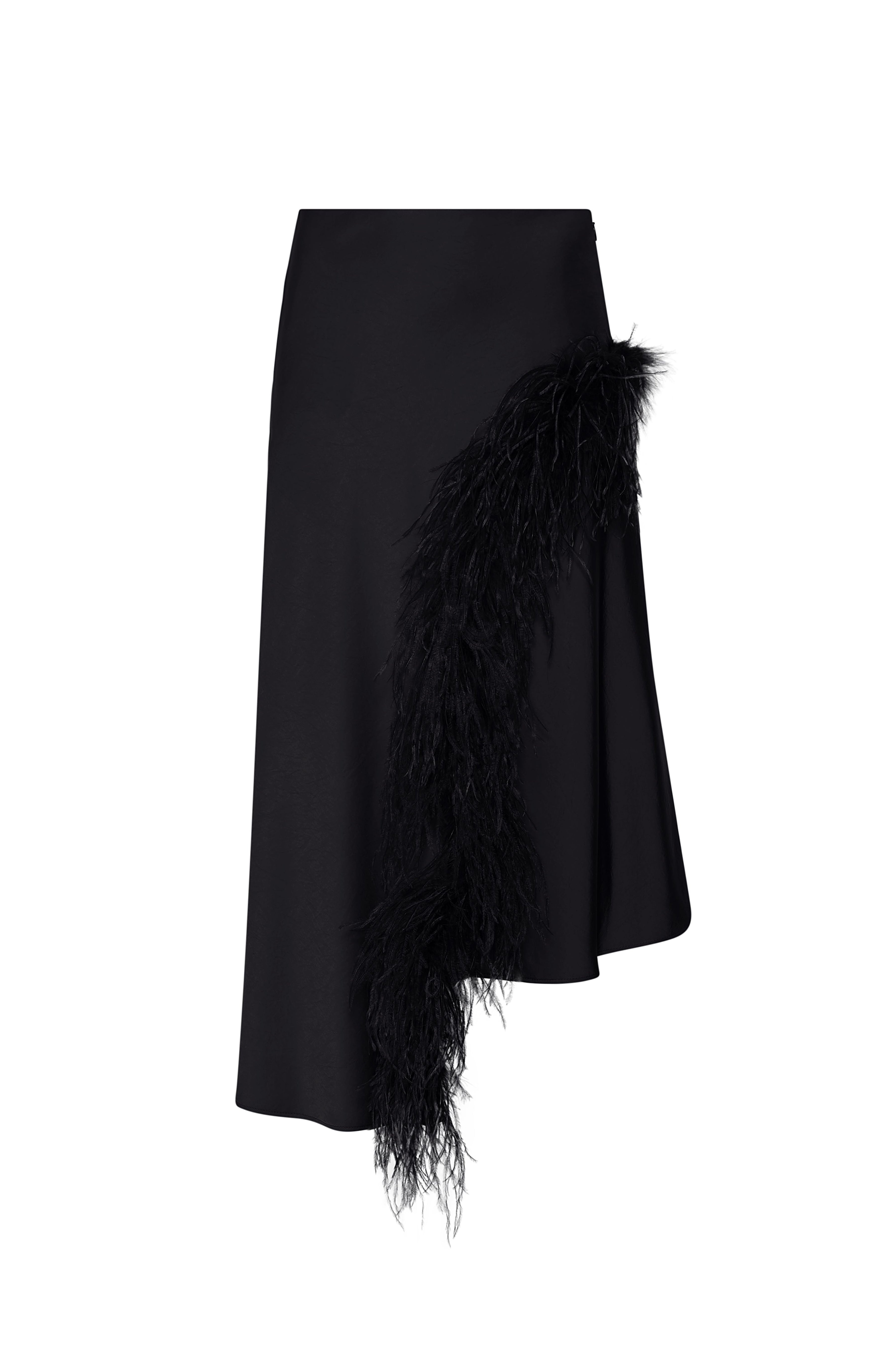 Feather Asymmetrical Midi Skirt - 1