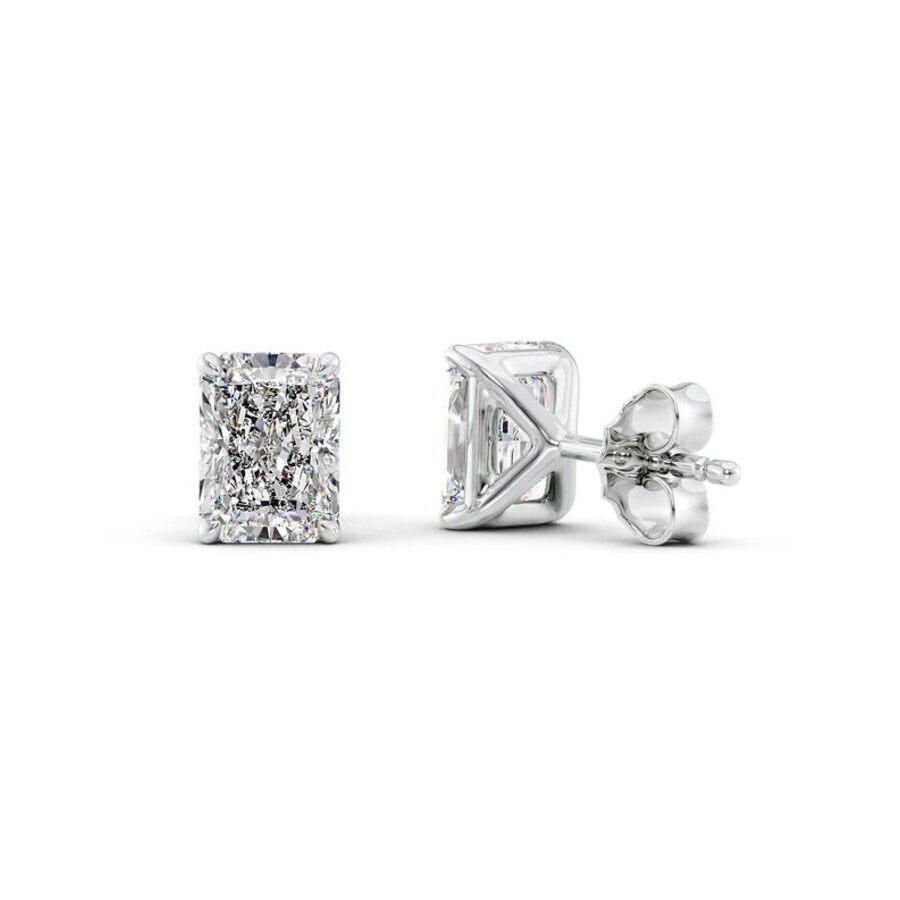 Tresorra - Tresorra 14K White Gold 4 ctw Radiant Cut Lab-Grown Diamond IGI Certified Stud Earrings - 2