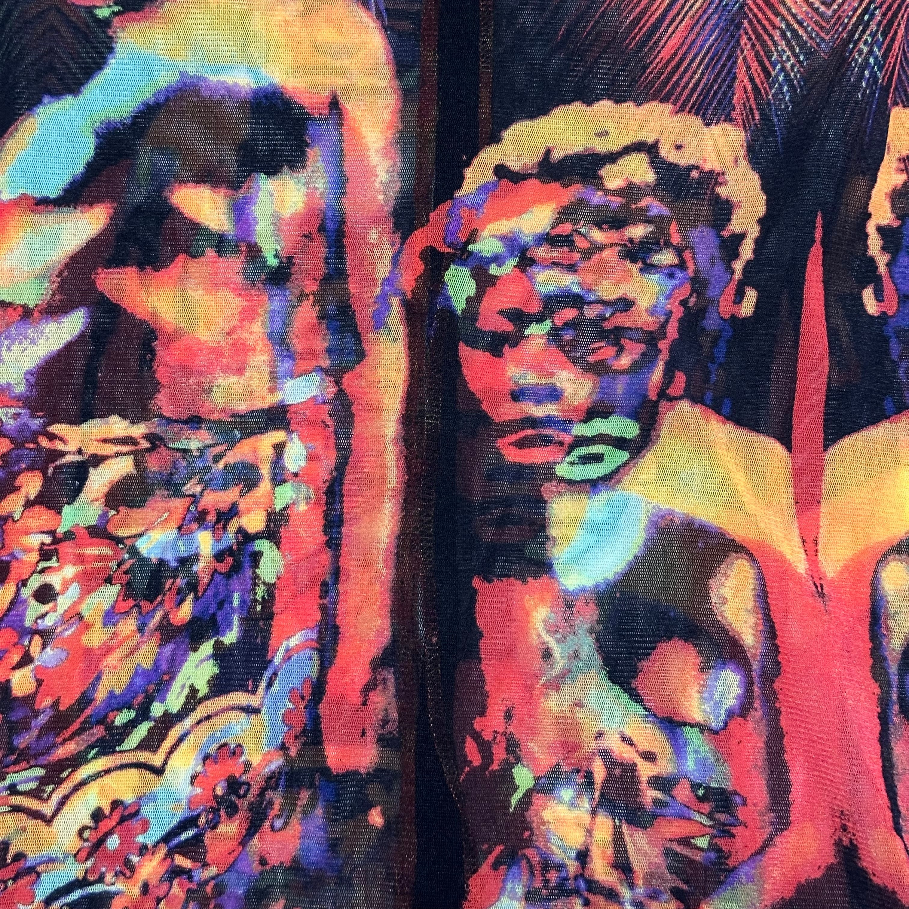 JEAN PAUL GAULTIER Spring Summer 2000 Psychedelic Print Mesh Frill Trim Top - 3
