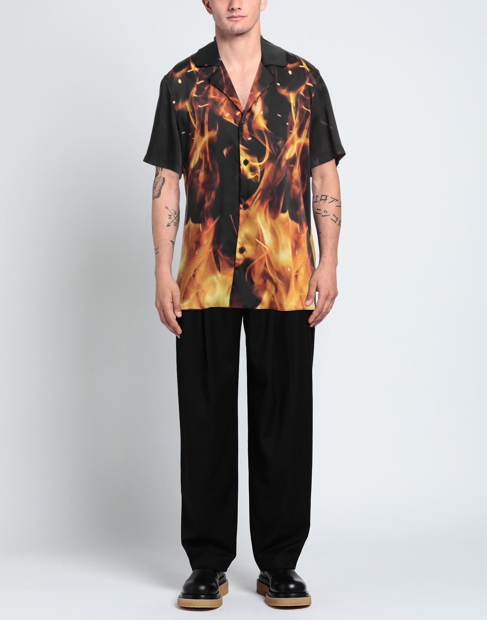 Black Men's Patterned Shirt - 2