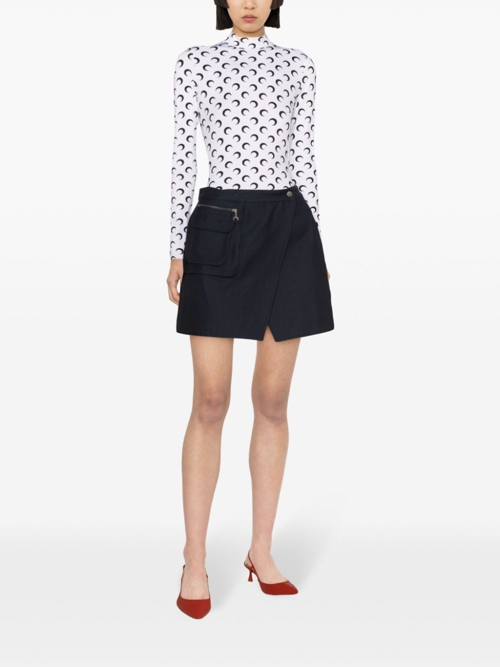moon-print mock-neck T-shirt - 2