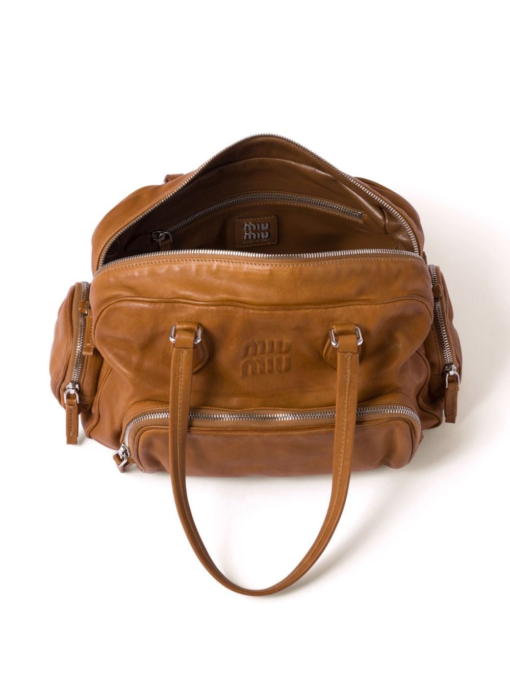 logo-embossed leather tote bag - 5