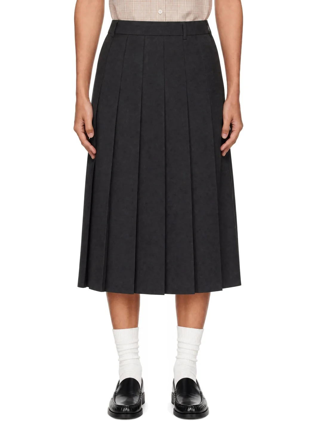 Gray Pleats Midi Skirt - 1