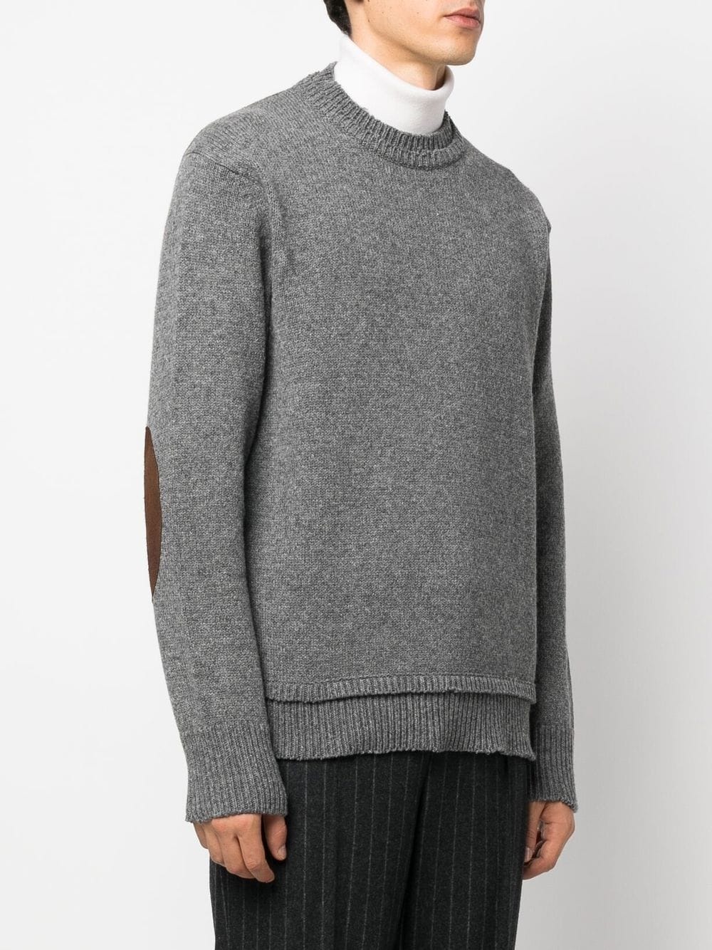 elbow-patch crew-neck jumper - 4