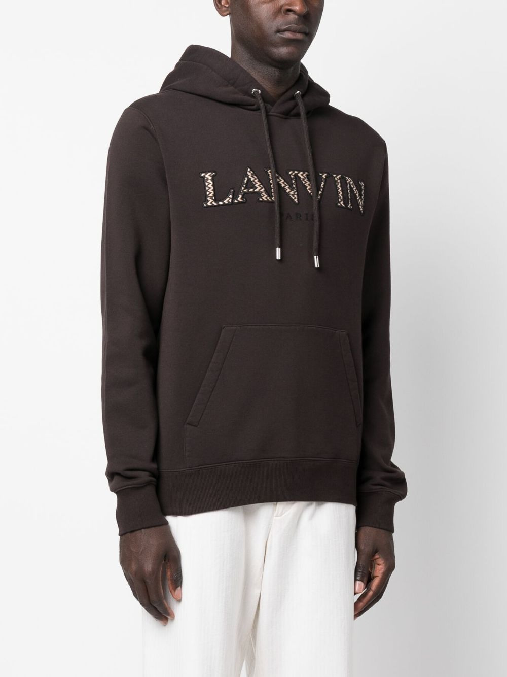 embroidered-logo cotton hoodie - 3