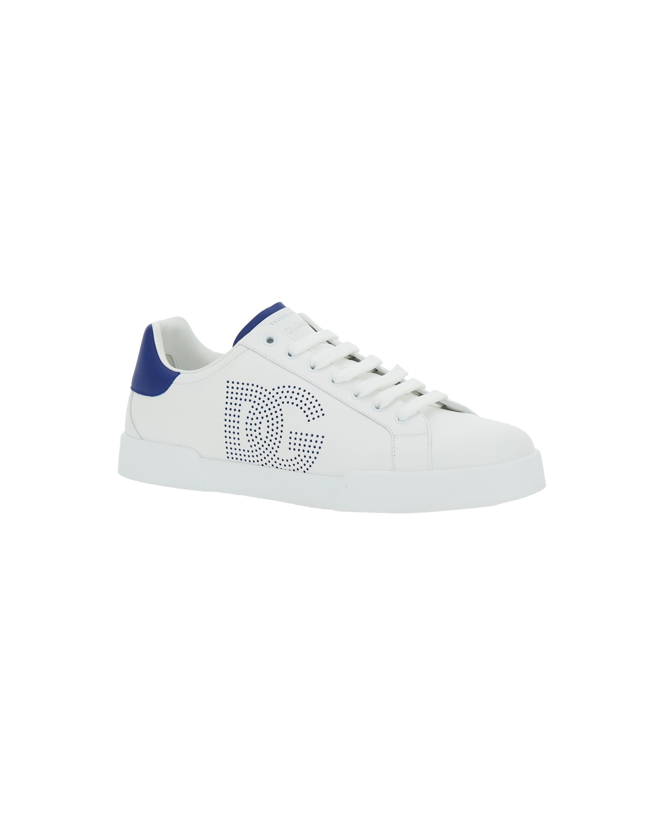 'portofino Light' White Sneakers With Perforated Logo On The Side And Logo Patch On The Tongue In Le - 2