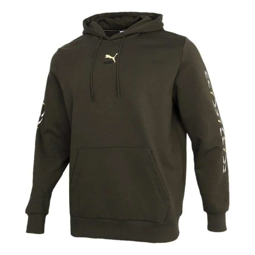 Puma Graphic Hoodie 'Olive Green White' 531243-70 - 1