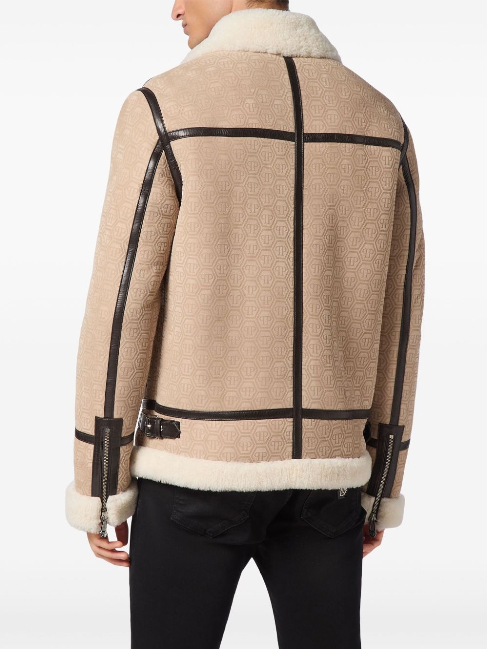 monogram shearling jacket - 4