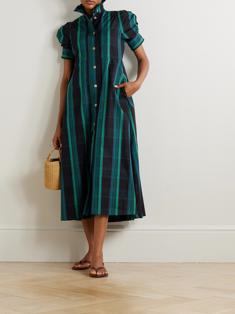 Thierry Colson Venetia Ruffled Gathered Checked Cotton-poplin Midi Dress outlook