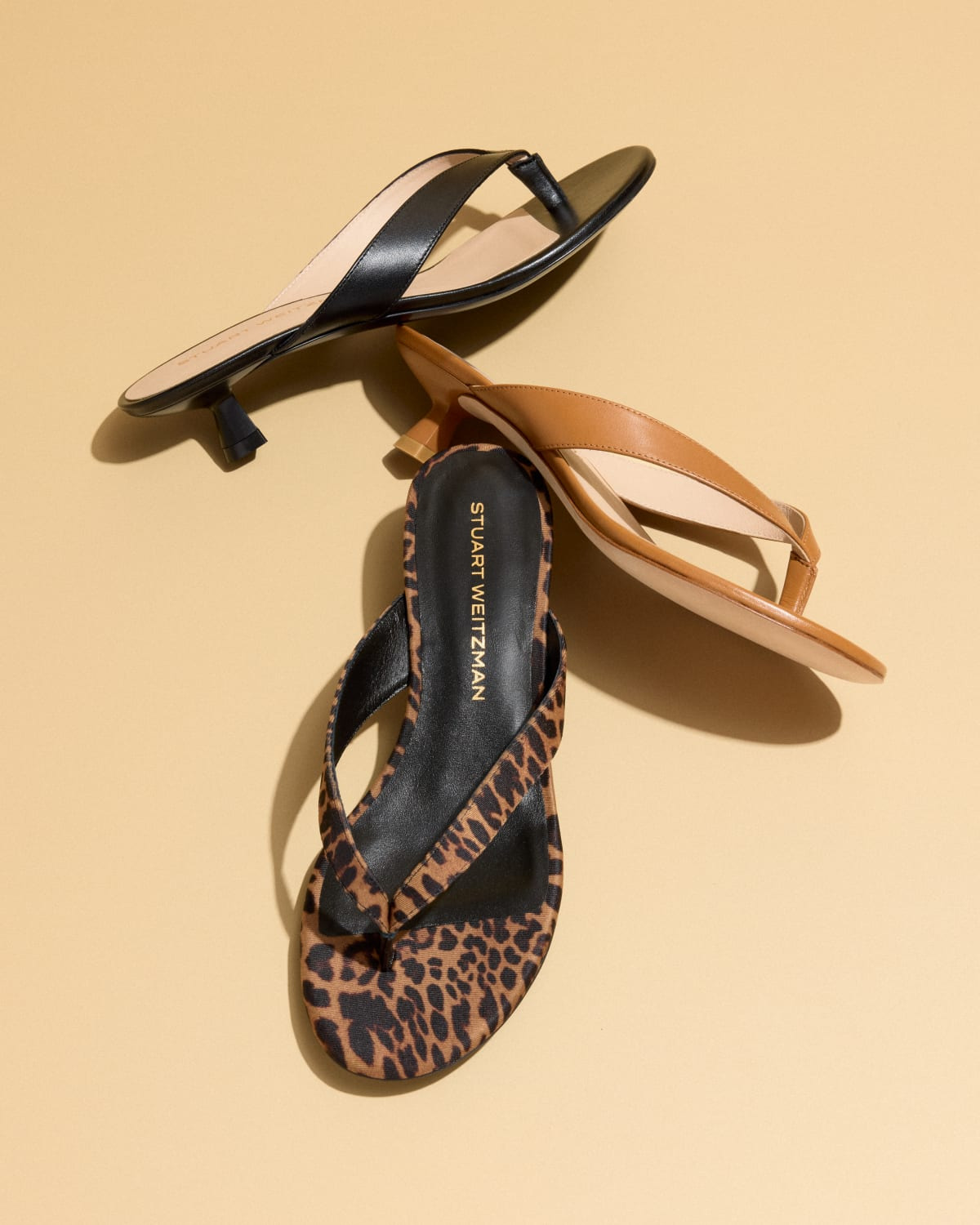 Rio Leather Kitten-Heel Thong Sandals - 6