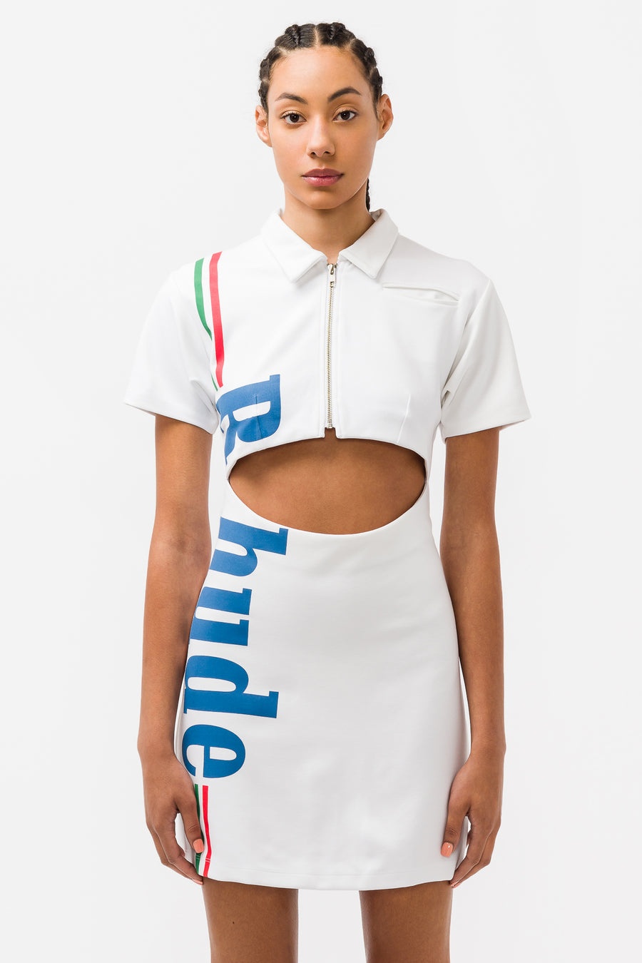 Rhude Logo Polo Dress in White - 1