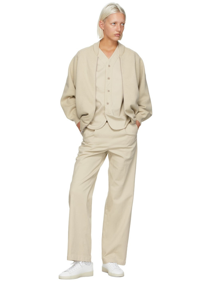 ESSENTIALS Beige Knit Zip Jacket outlook
