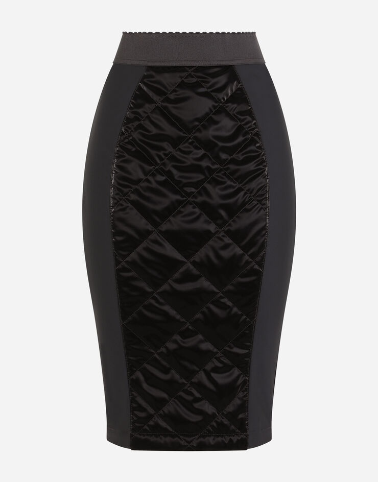 Coated quilted fabric midi skirt - 3