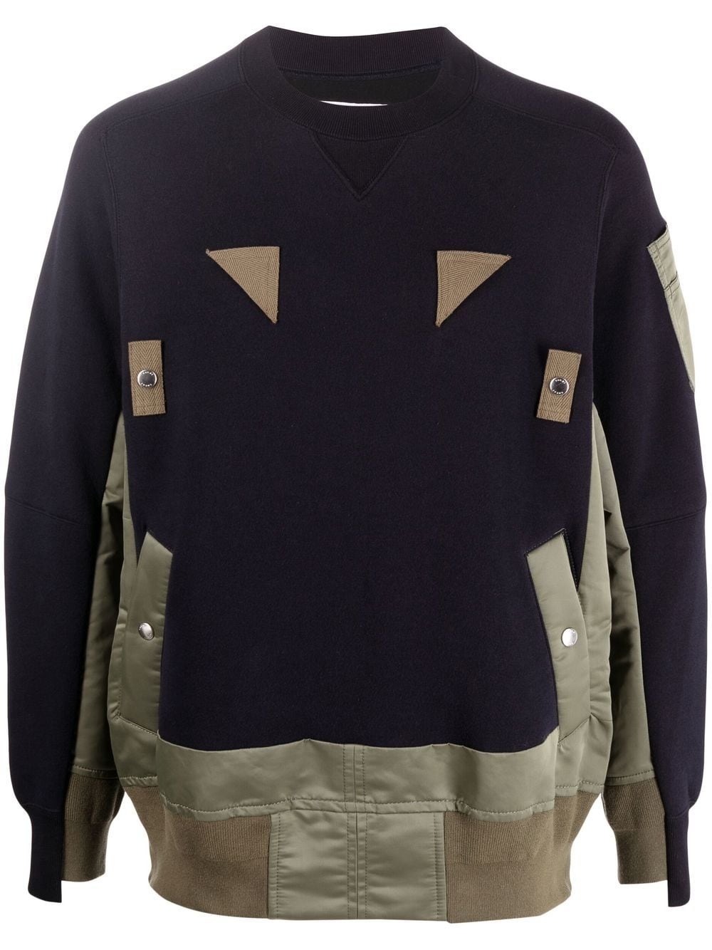 patchwork crew-neck sweatshirt - 1