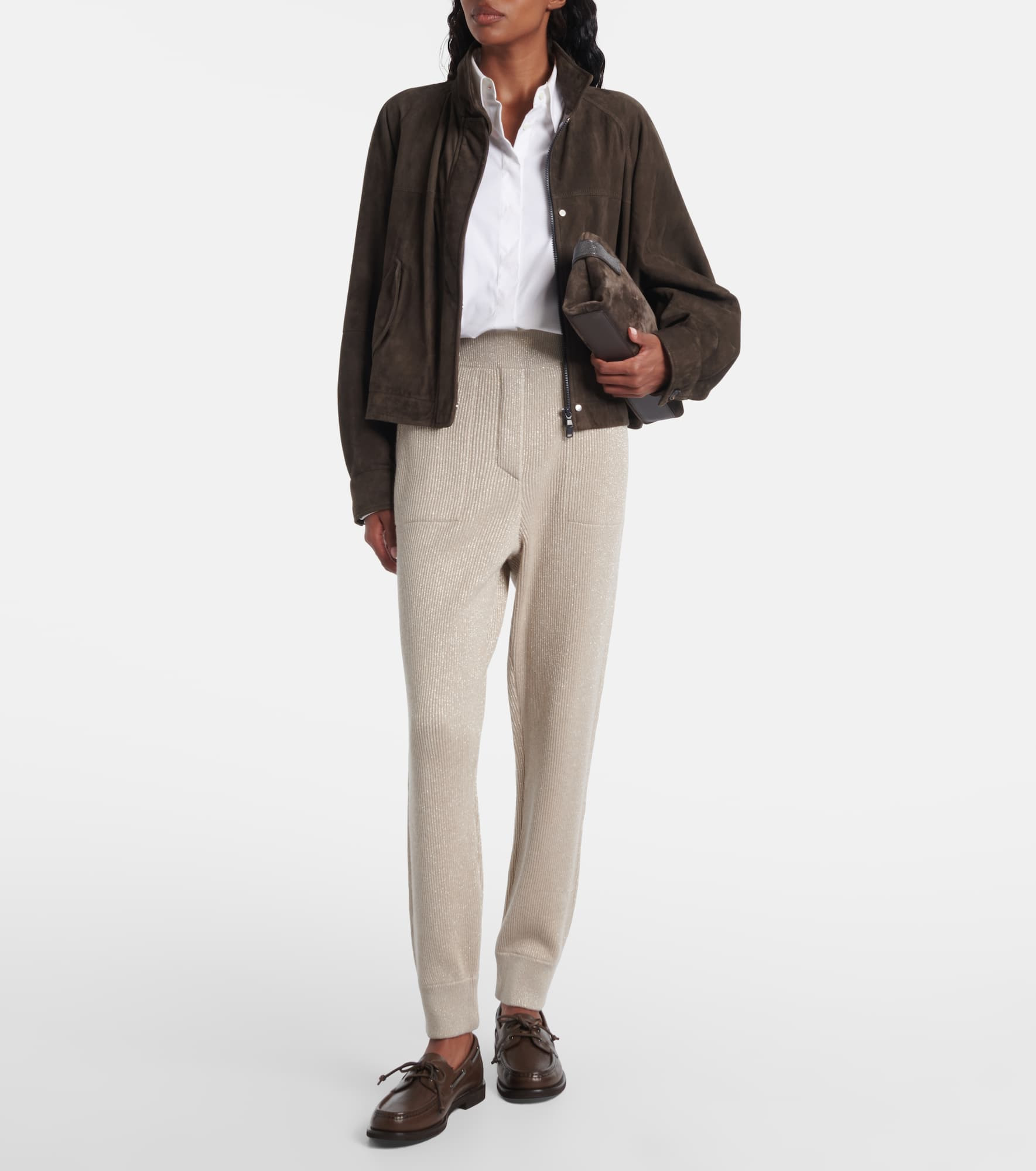 Ribbed-knit cashmere-blend tapered pants - 2