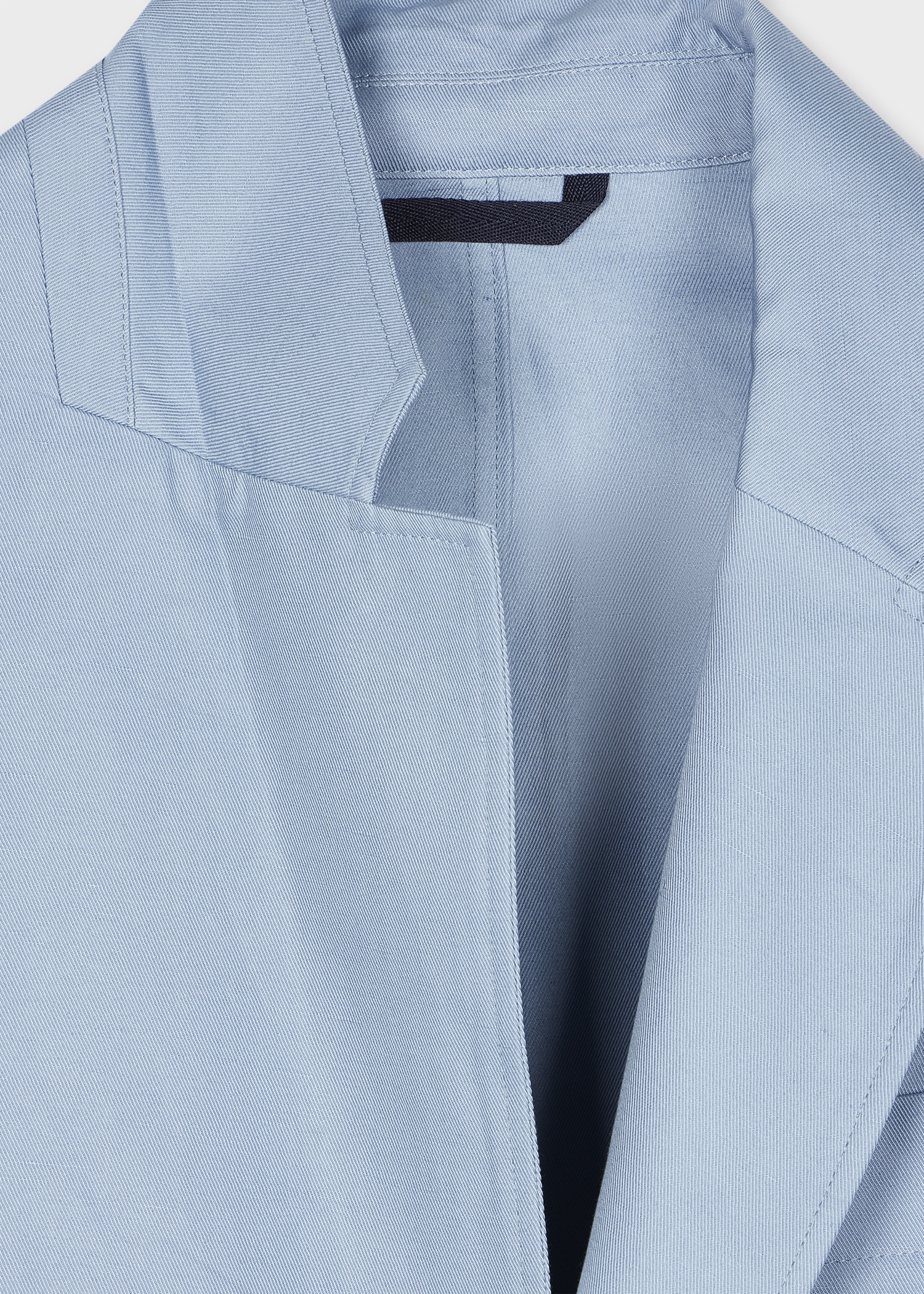 Light Blue Cotton-Linen Twill Patch-Pocket Blazer - 2