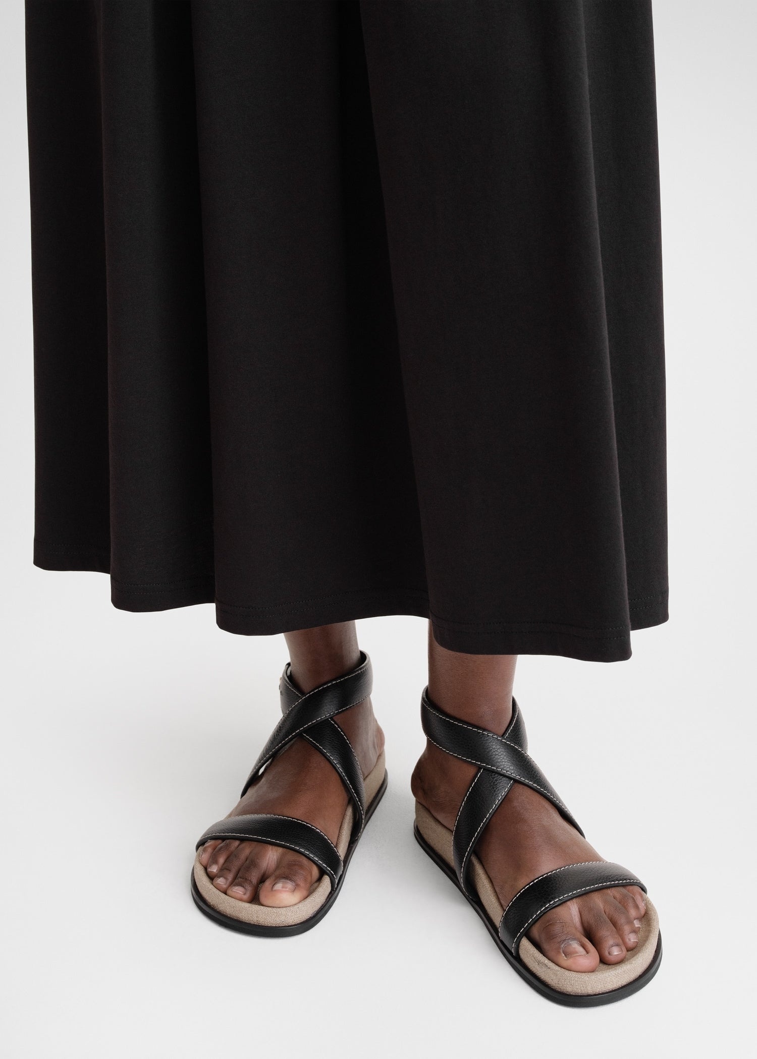 Totême The Leather Chunky Sandal black/ecru | REVERSIBLE