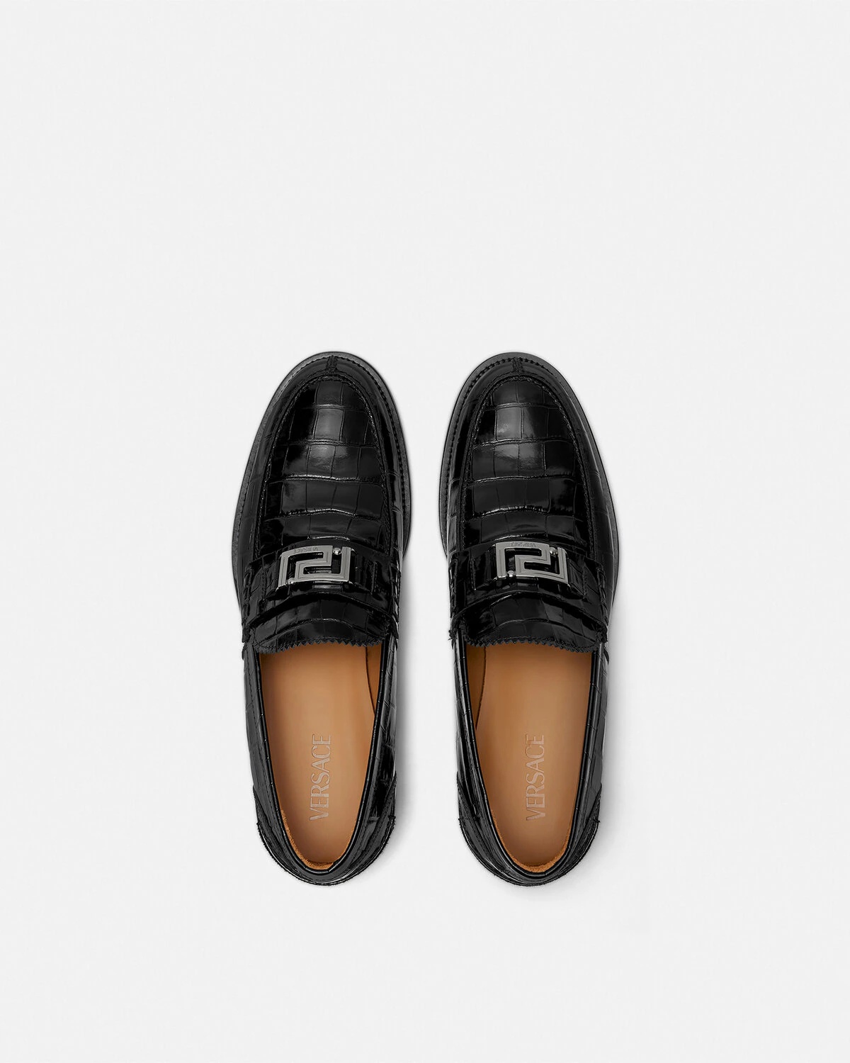 Croc-Effect Greca Loafers - 4