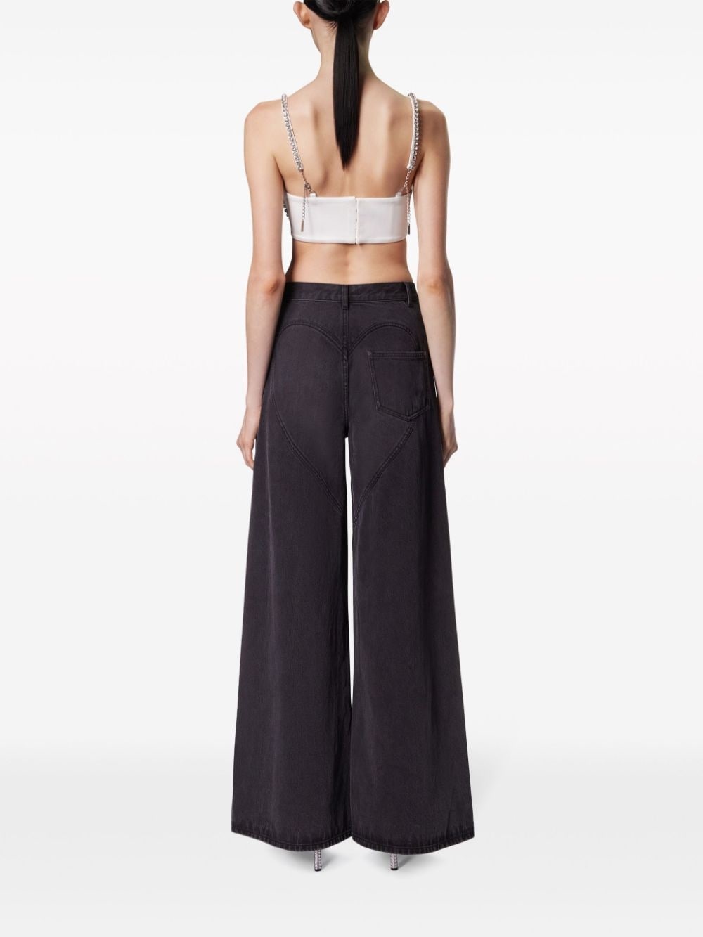 crystal-embellished high-rise wide-leg jeans - 4