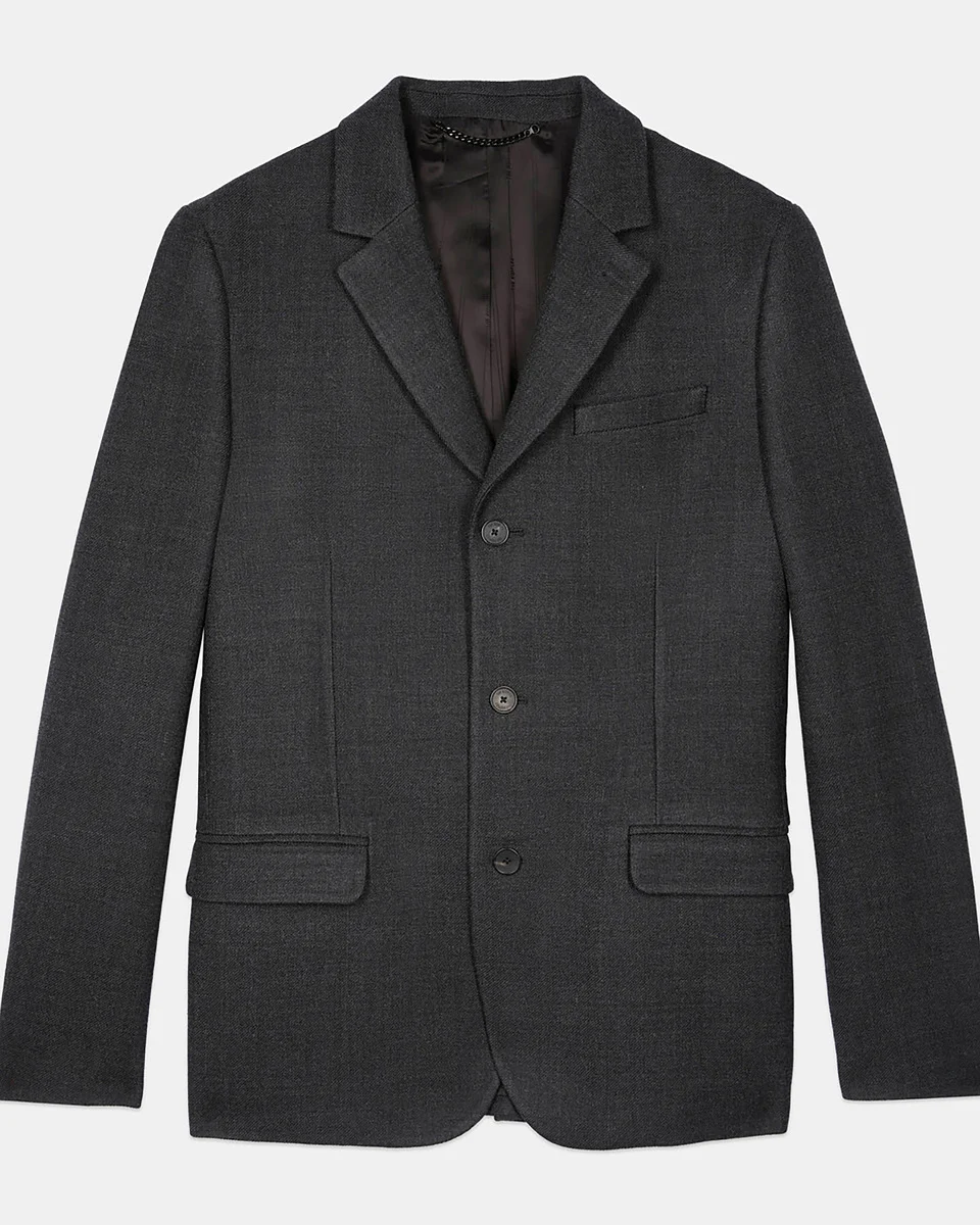 GREY WOOL BLEND SUIT JACKET - 1