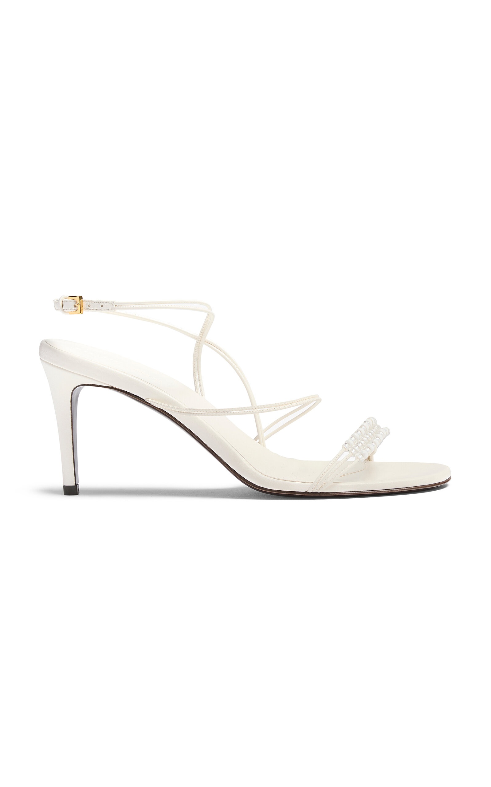 Loop Beaded Detail Leather Sandals white - 1