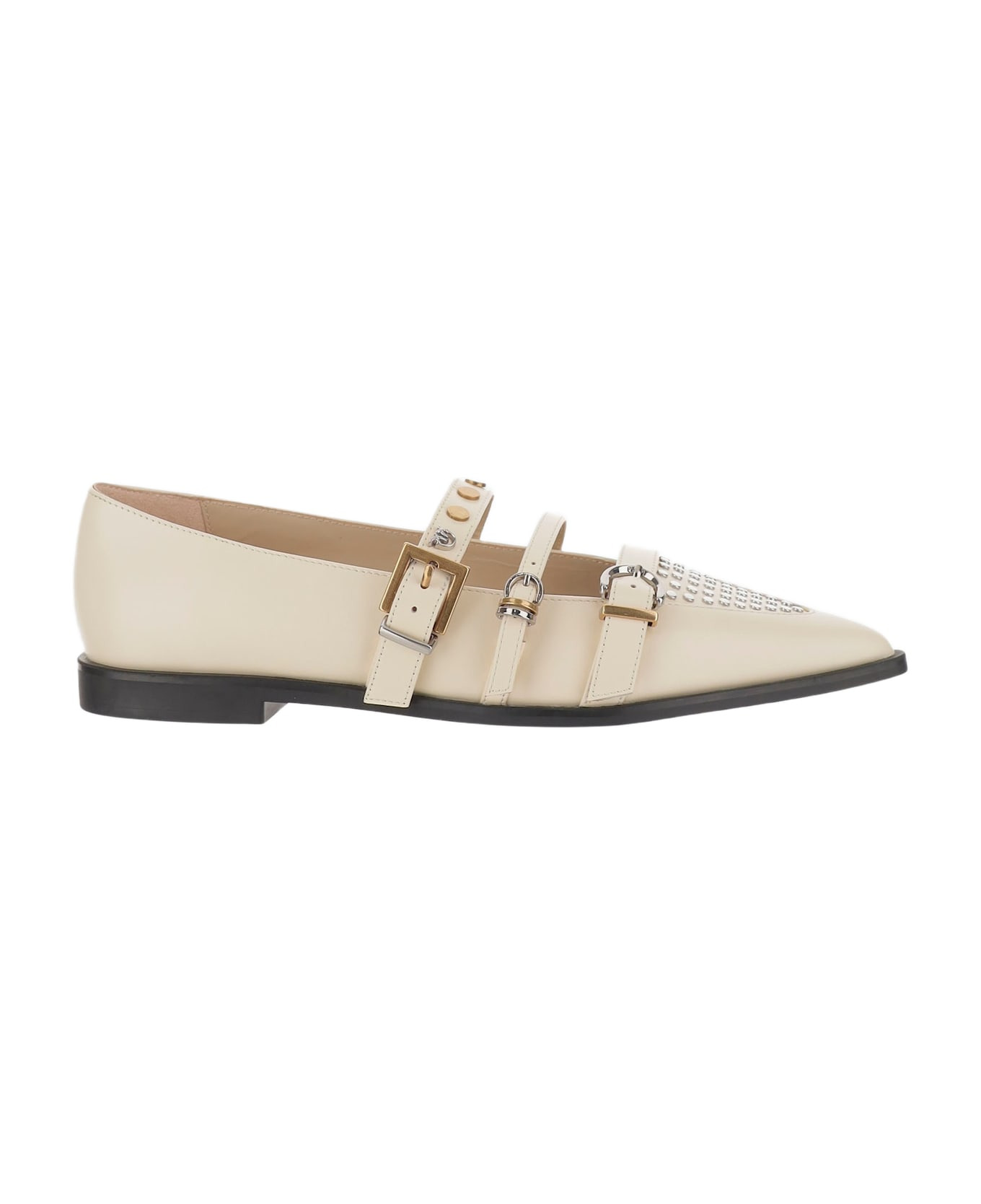 Pointy Toe Shoe With Leather Buckles - 1