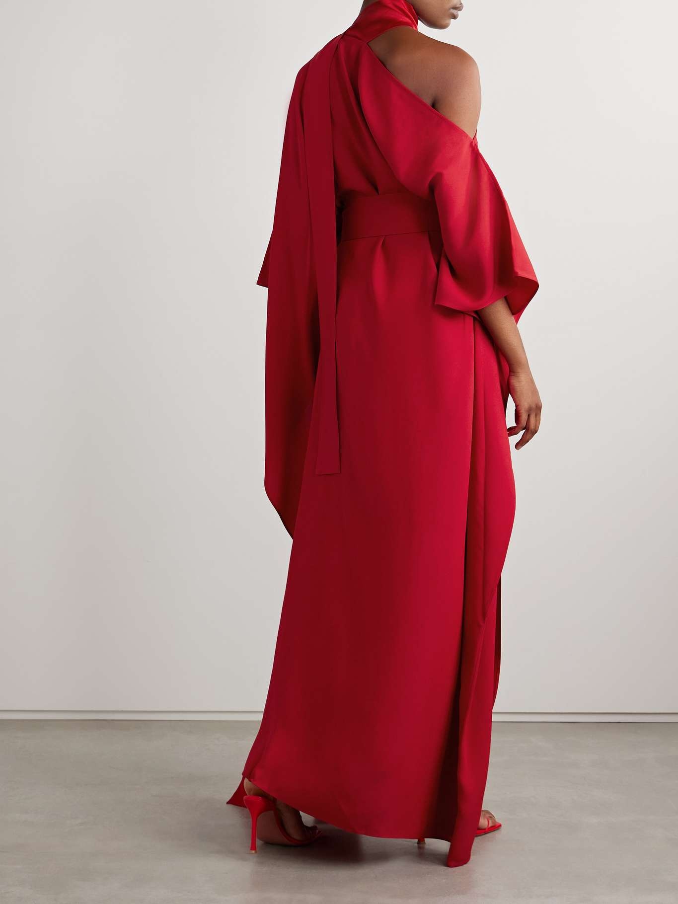 Taylor belted one-shoulder cady kaftan - 3