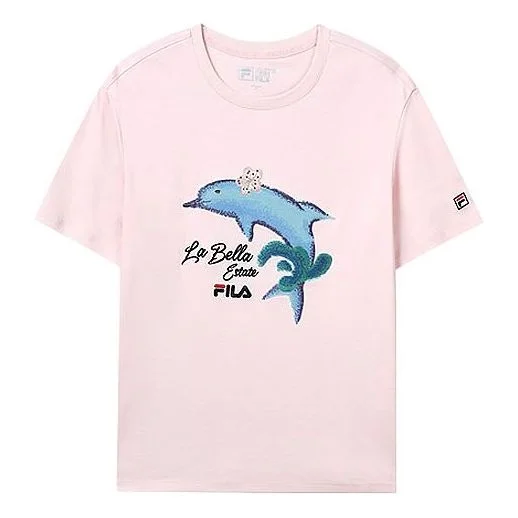 (WMNS) FILA Dolphin Printing Casual Sports Short Sleeve Pink F51W128107F-PK - 1