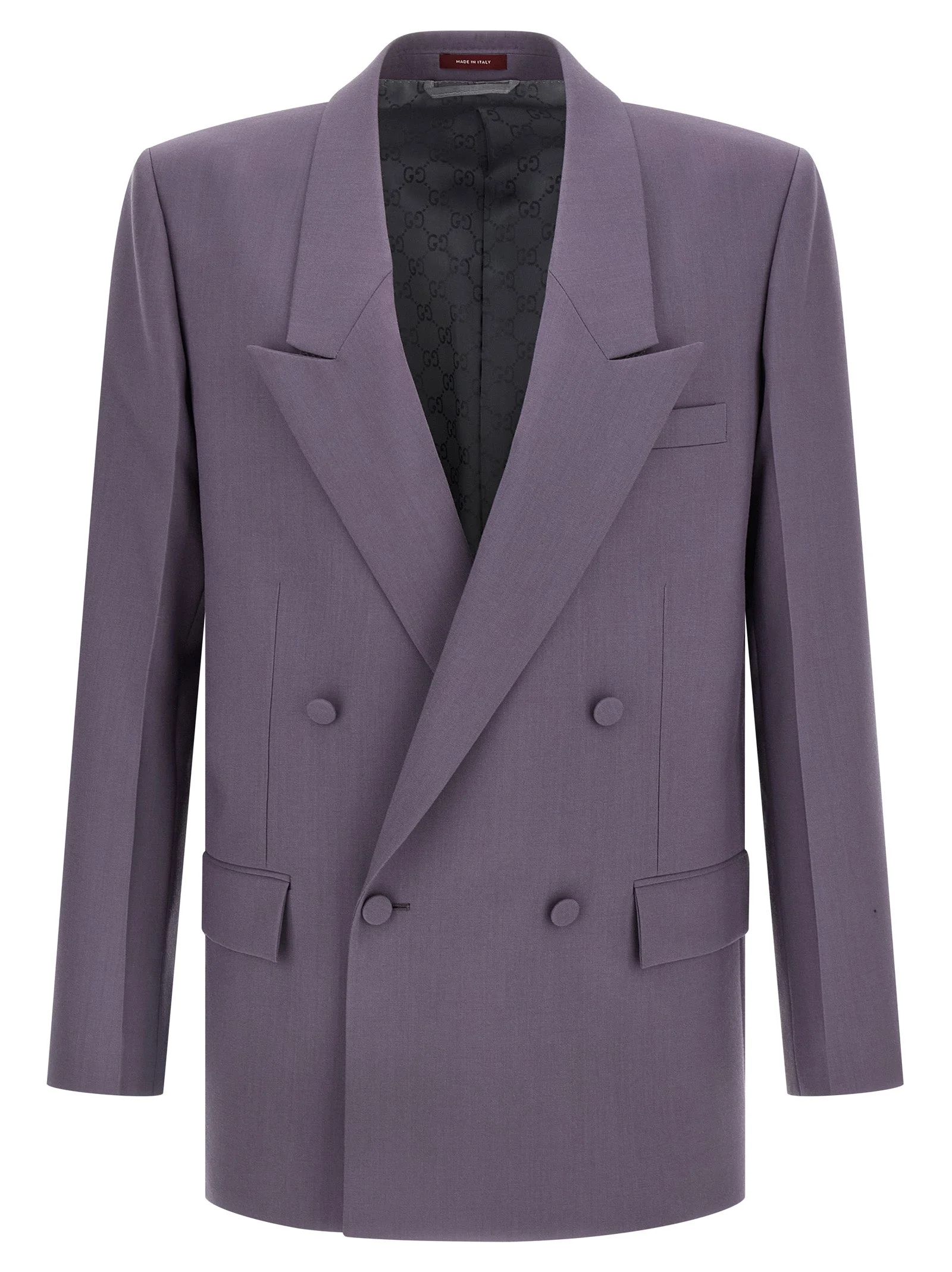 Double-Breasted Wool Blazer Purple - 1