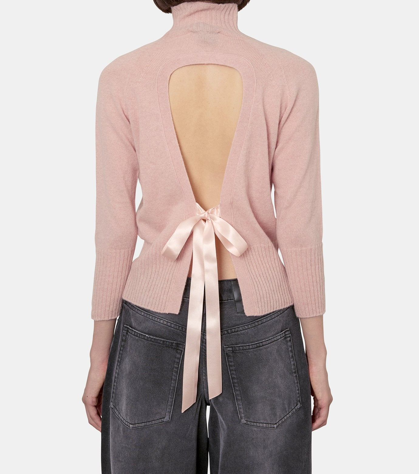 Back Ribbon Dtl High Neck Cashmere - 3