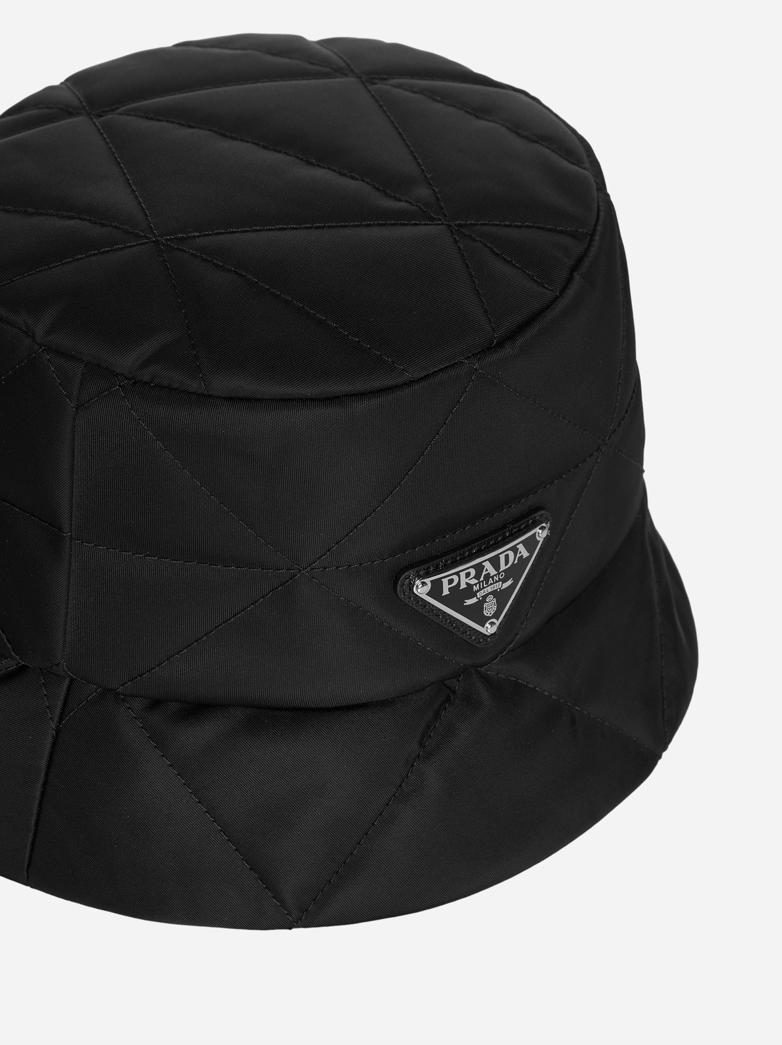 ★PRADA★ Quilted Nylon Bucket Hat Black 1HC3252DV4F0002 1HC Black Re-Nylon bucket hat | PRADA