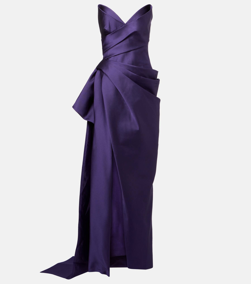 Draped strapless mikado gown 1