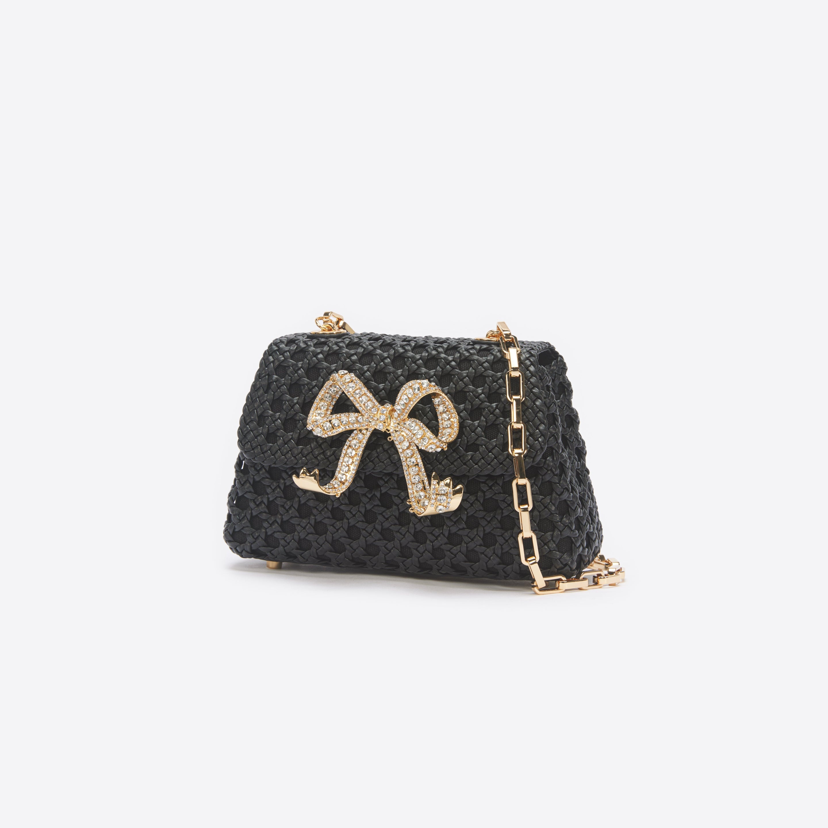 Black Woven Leather Bag - 2