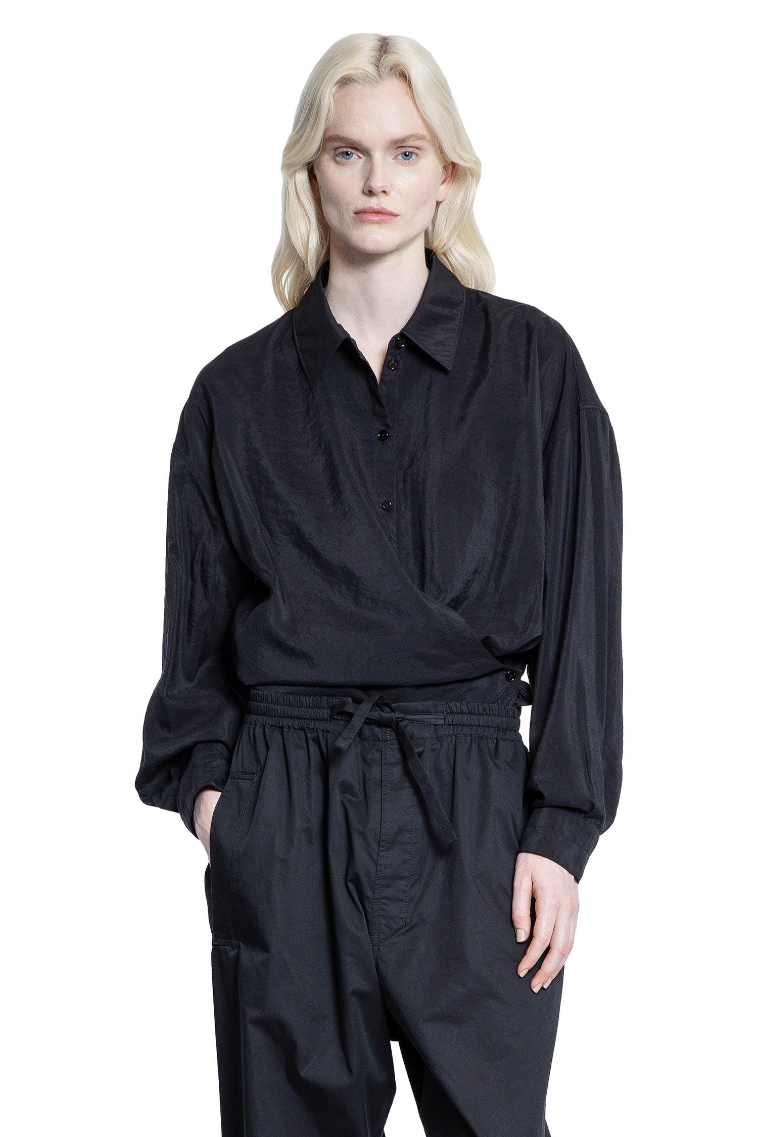Straight Collar Twisted Shirt - 5