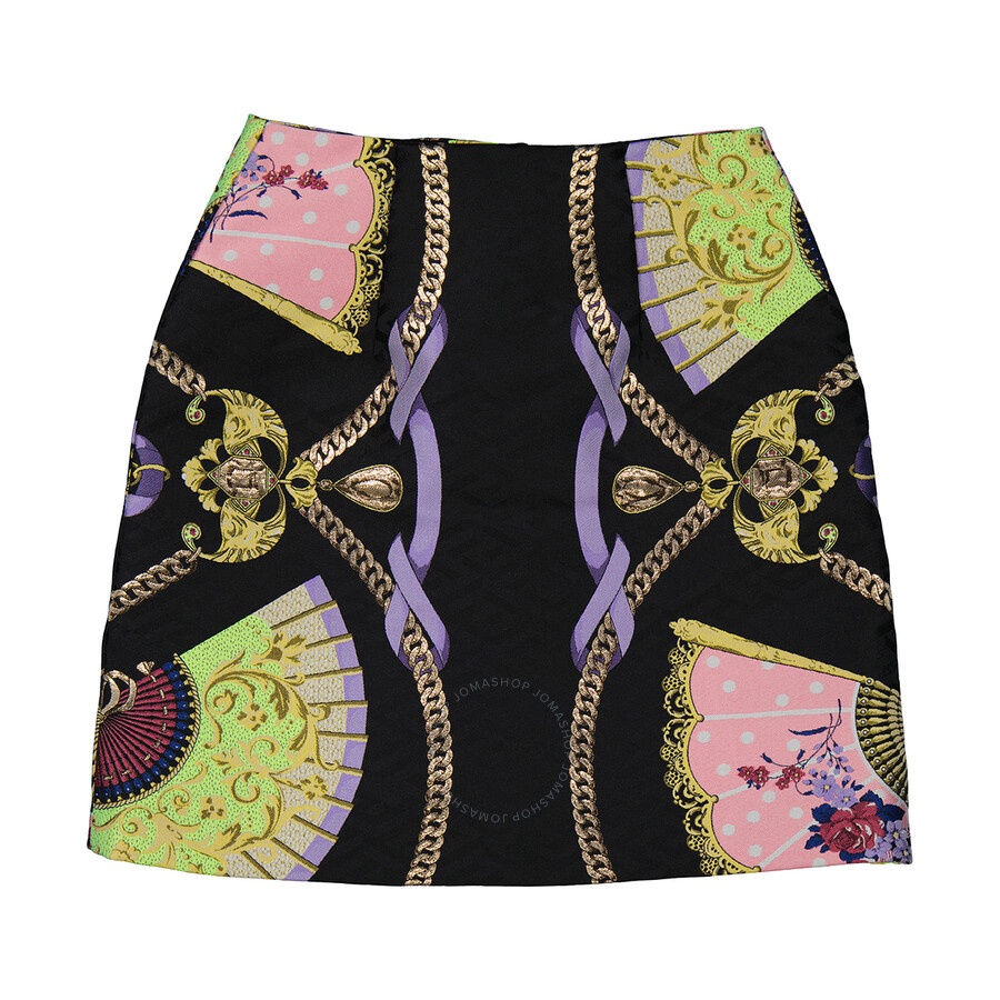 Versace Ladies Ventagli Jacquard Buttoned Mini Skirt - 5