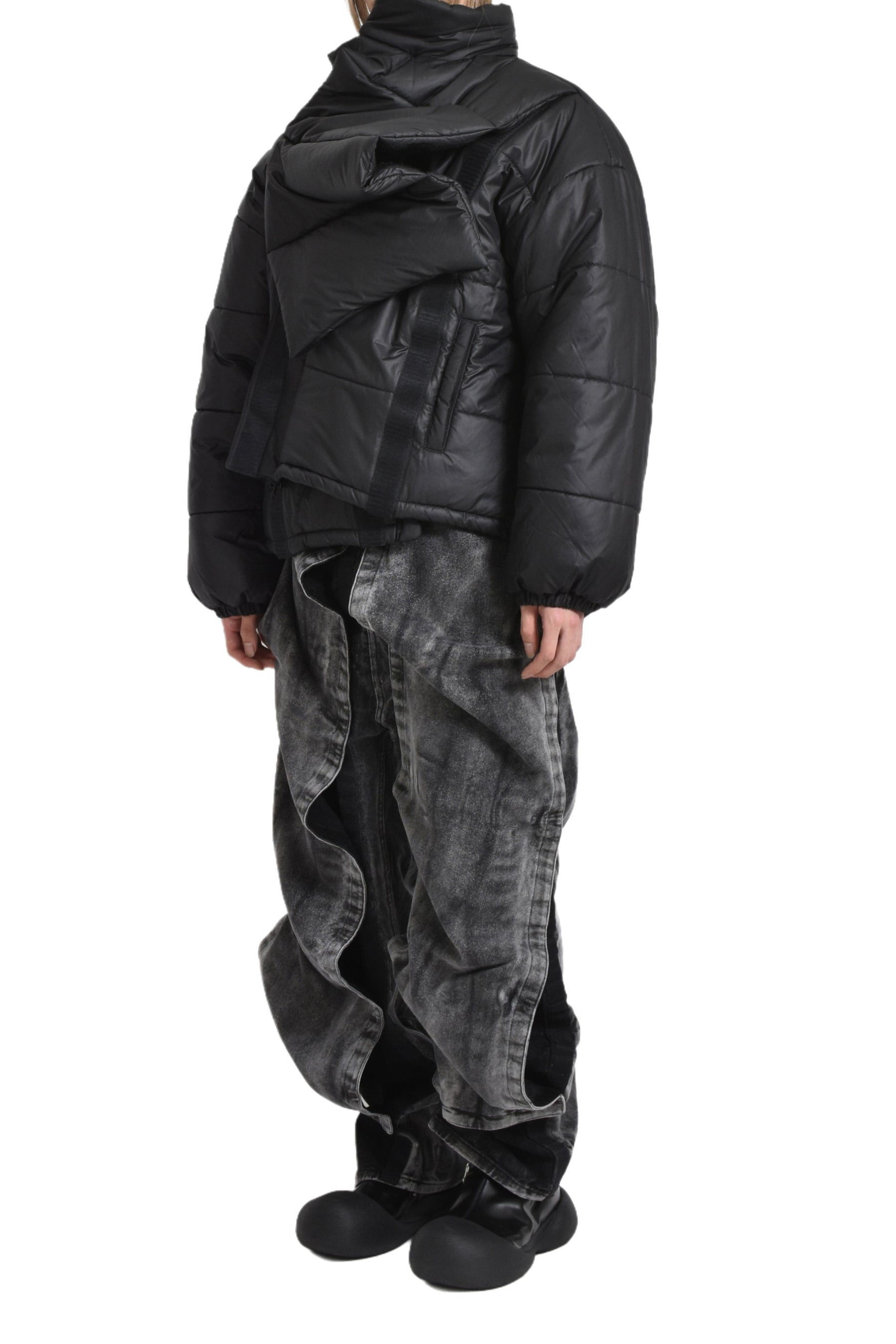 VELCRO PUFFER JACKET / BLK - 4
