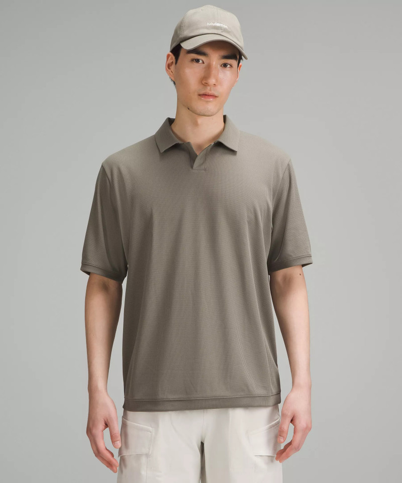 Textured Mesh Short-Sleeve Polo Shirt 1