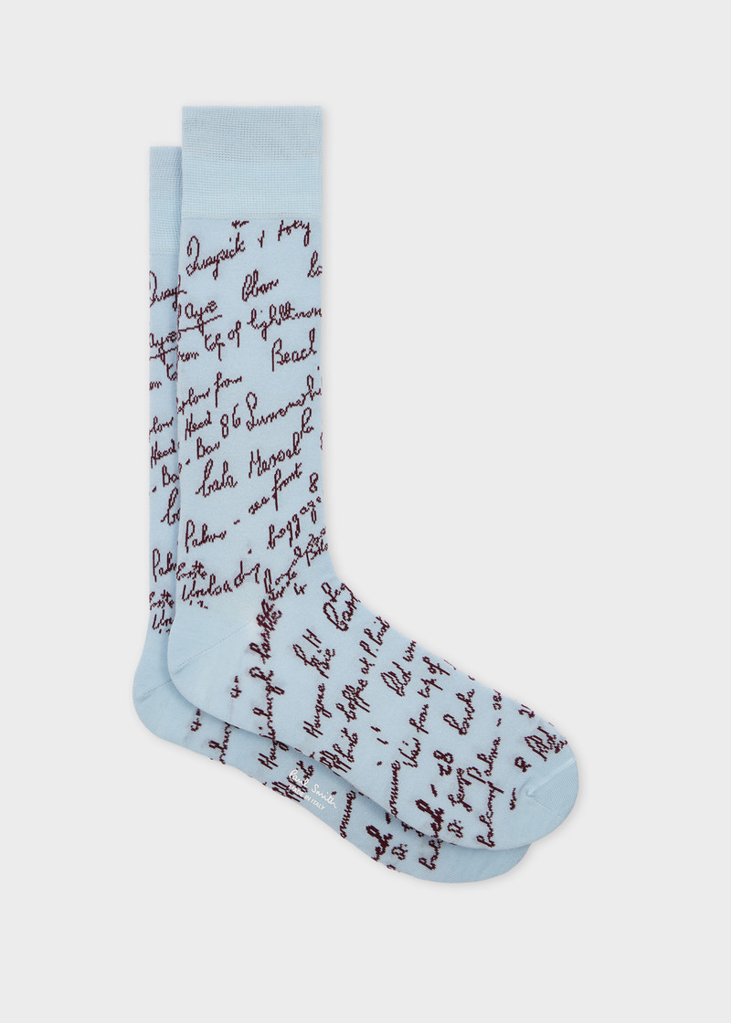 Blue 'Handwriting' Socks 1