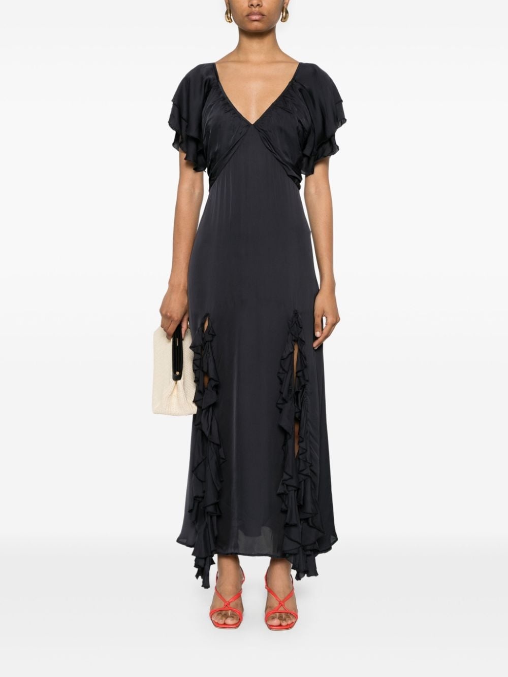 pleated cut-out maxi dress - 2