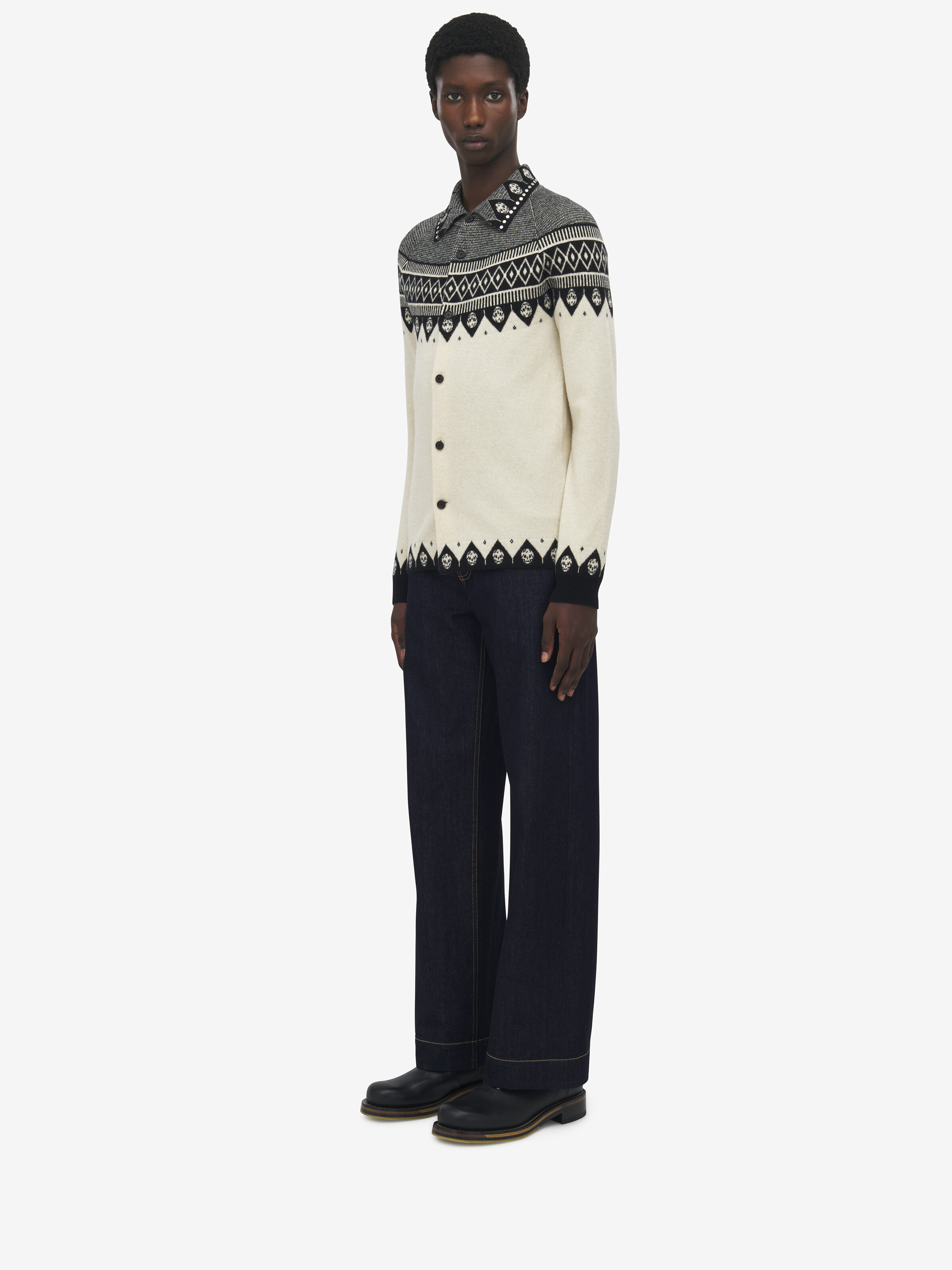 Fair Isle Polo Cardigan - 4