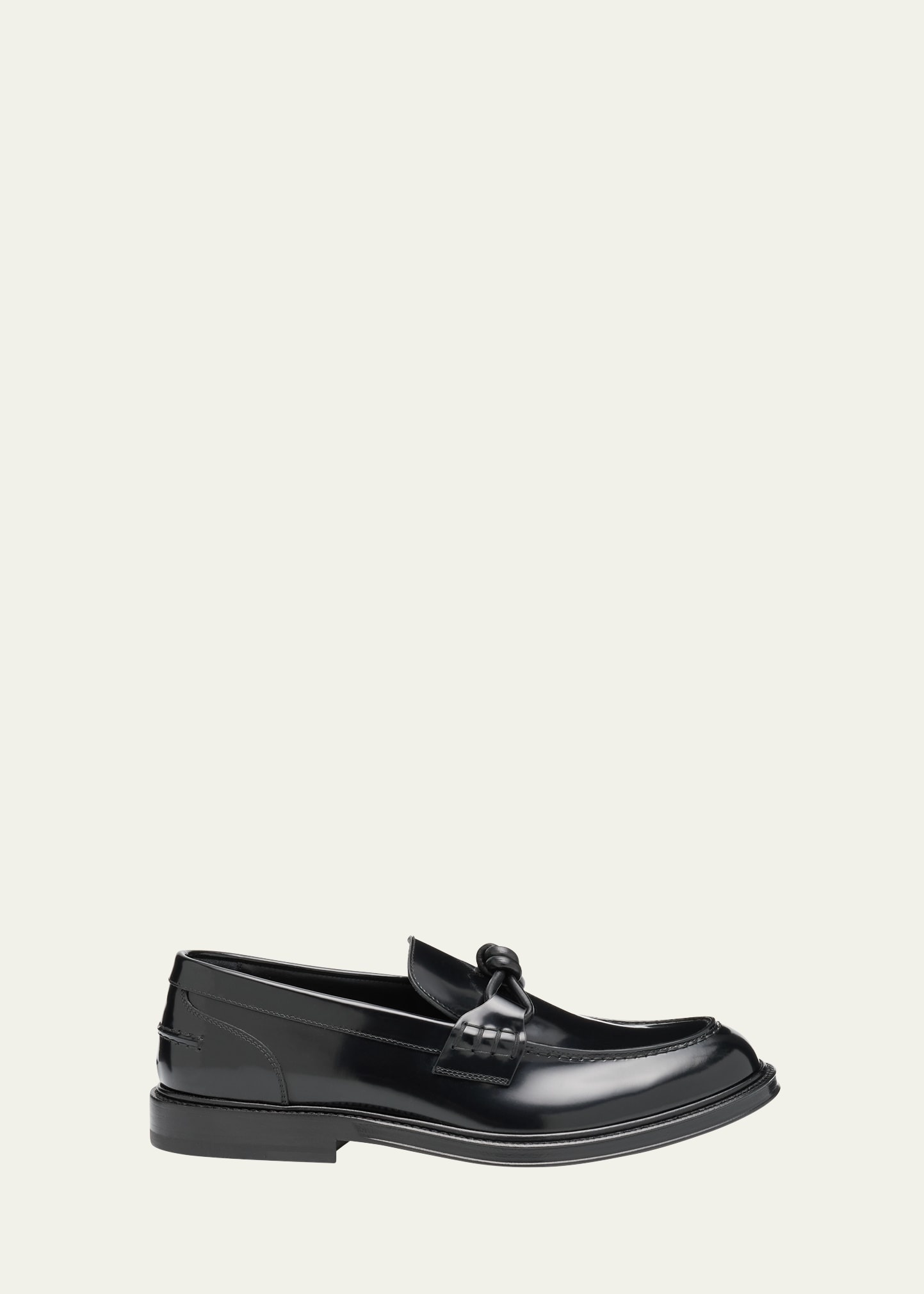 Men's Tie Brushed Calfskin Bit Loafers - 1