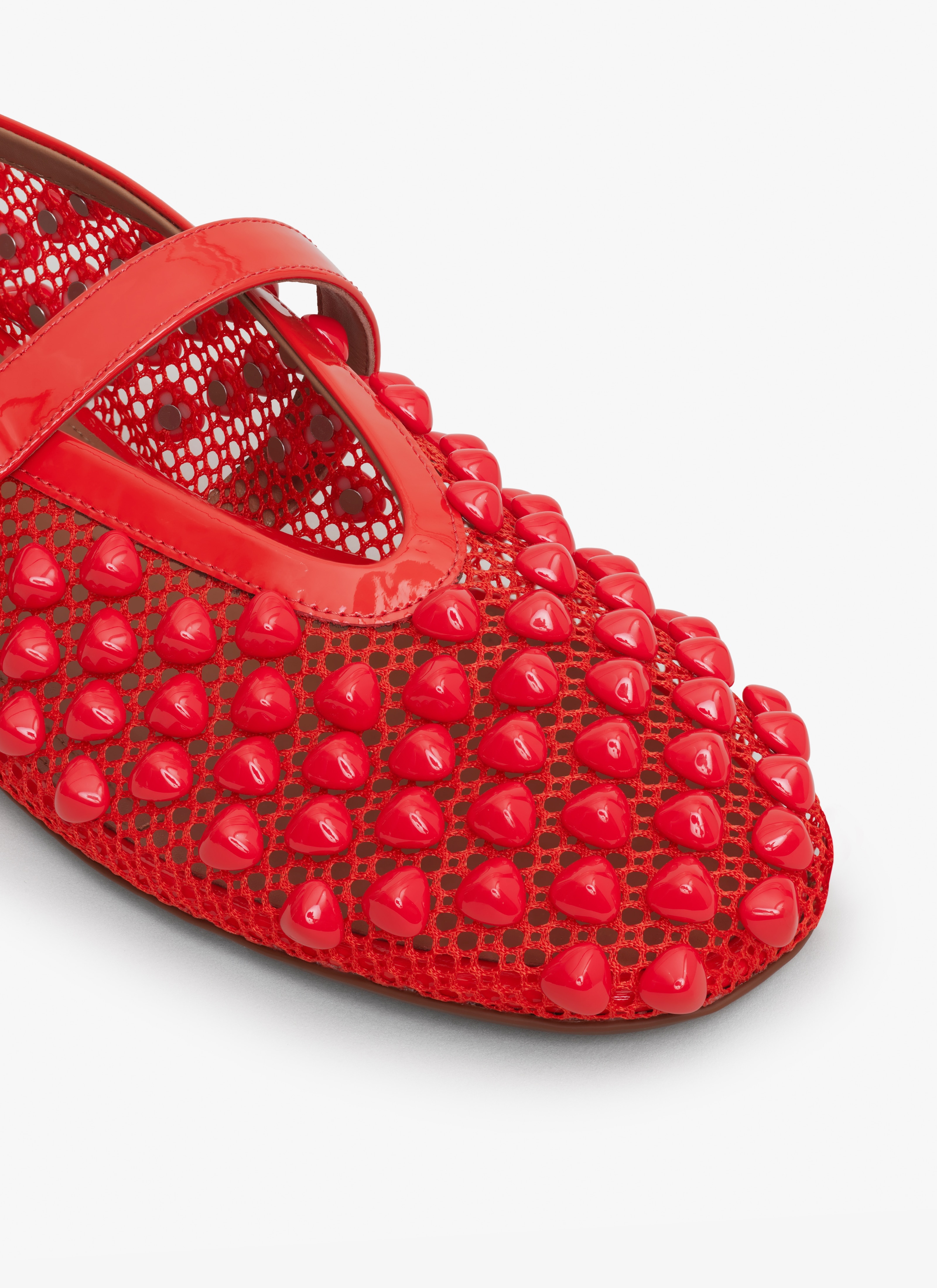 BALLET FLATS WITH STUDS ON FISHNET - 4